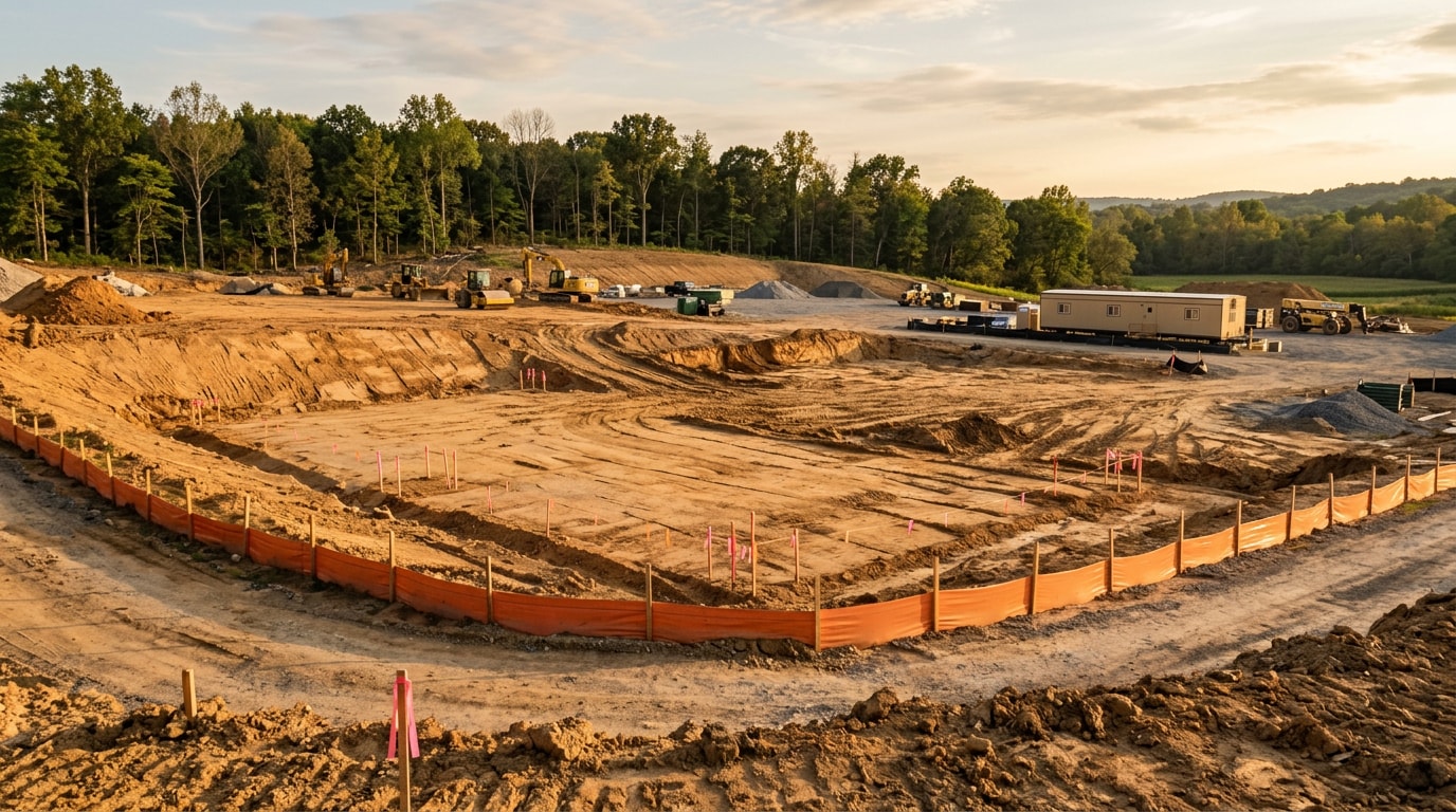 Graded commercial construction site prepared for building in Armstrong County, PA Graded commercial construction site prepared for building in Armstrong County, PA