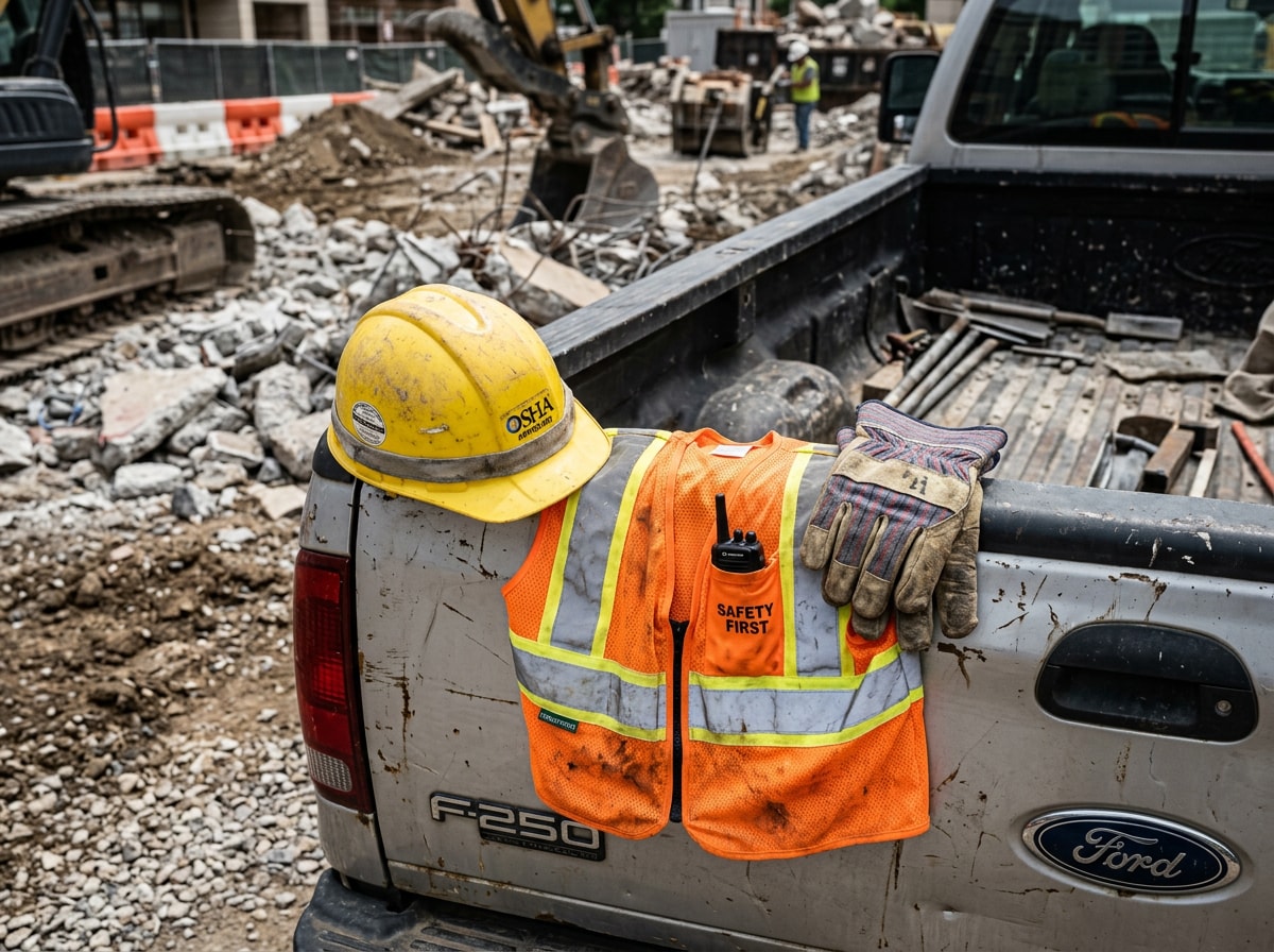 Demolition crew wearing PPE and safety gear while working on a job site in Indiana PA