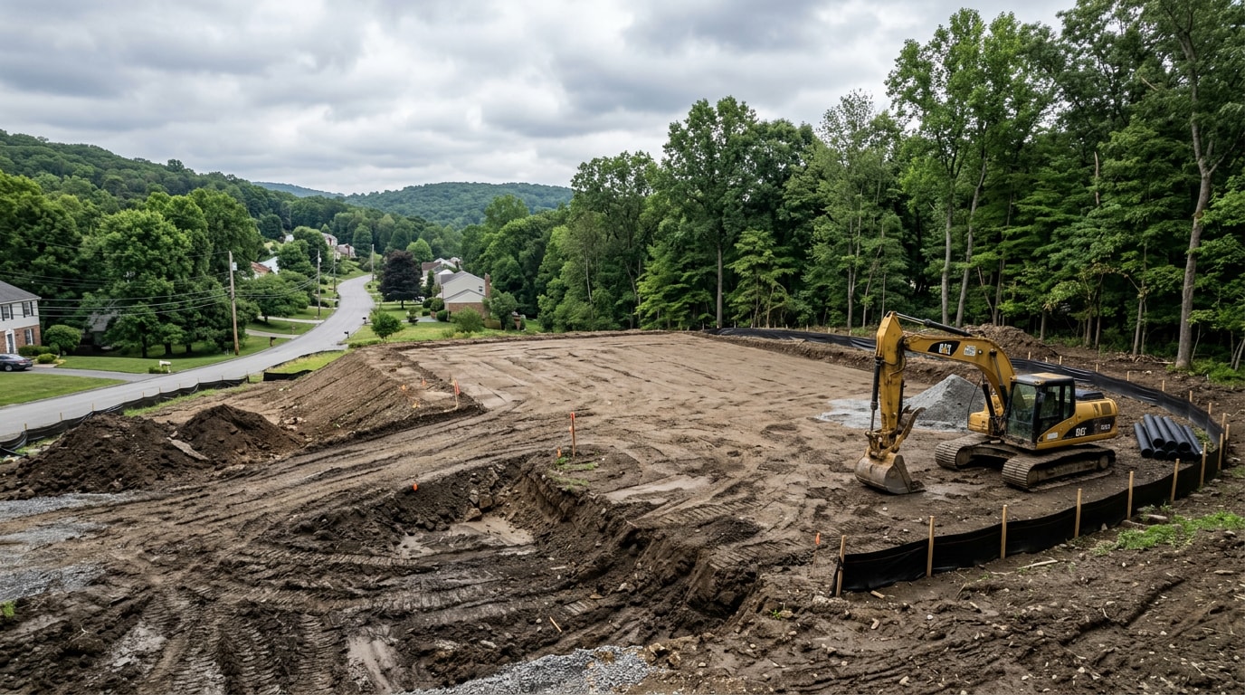Graded and cleared residential lot ready for new home construction in Allegheny County, PA Graded and cleared residential lot ready for new home construction in Allegheny County, PA
