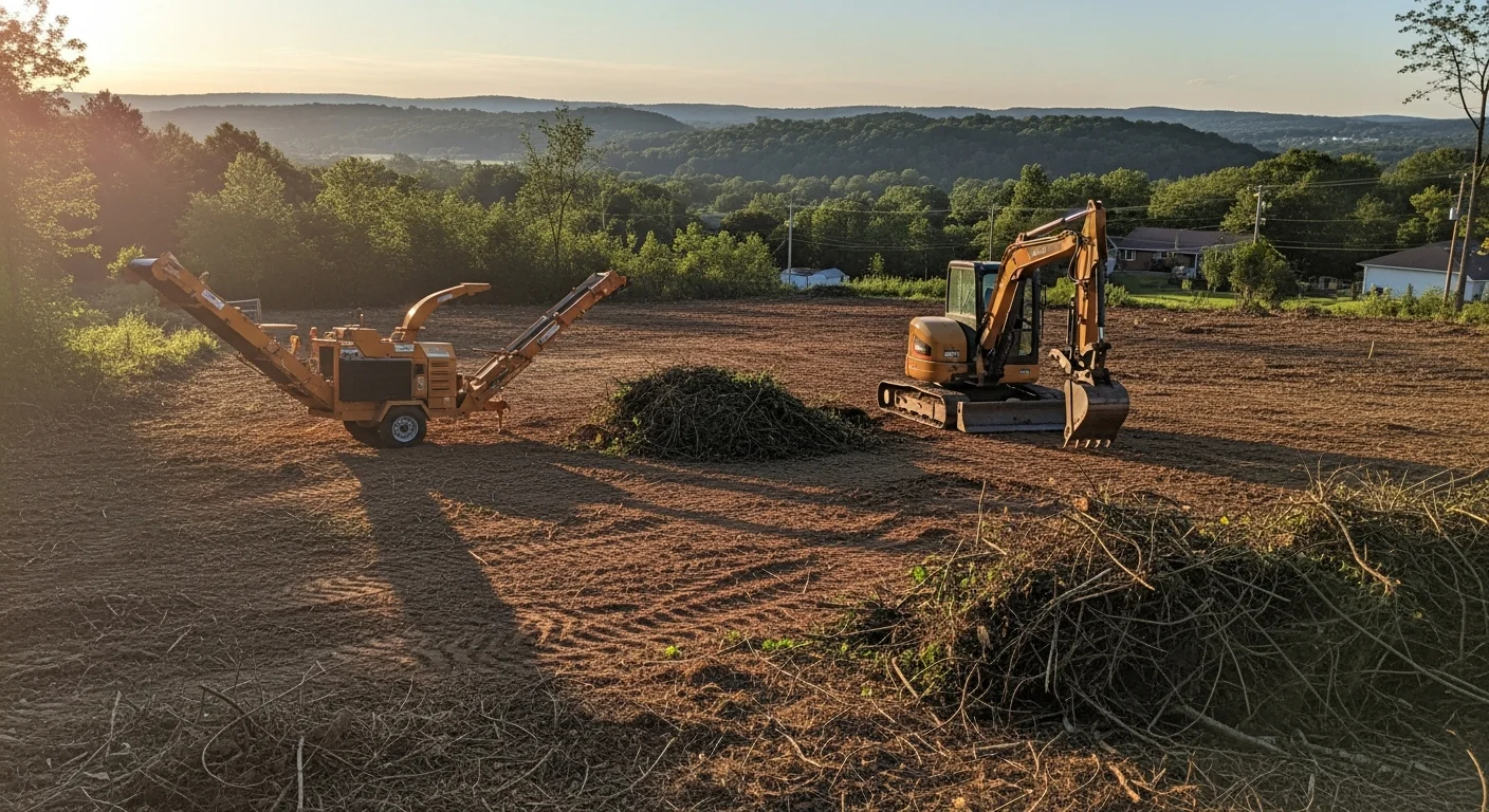 Heavy equipment clearing overgrown land and vegetation